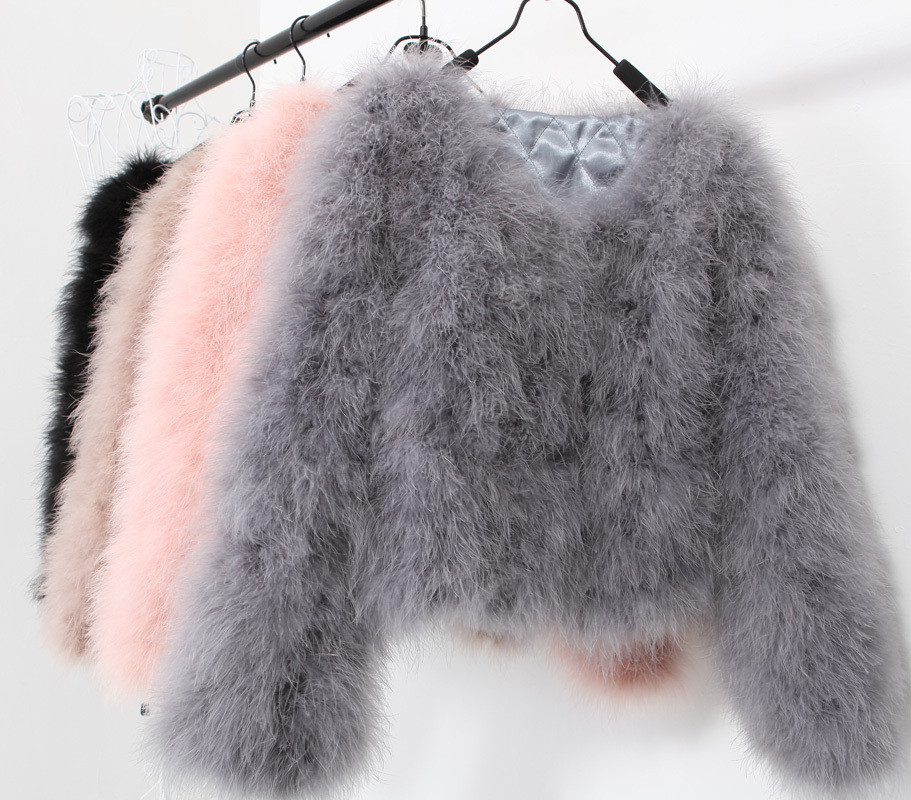 6 colors fashion sexy Ostrich wool turkey fur 2013 wool coat feather fur short jacket angelababy free shipping