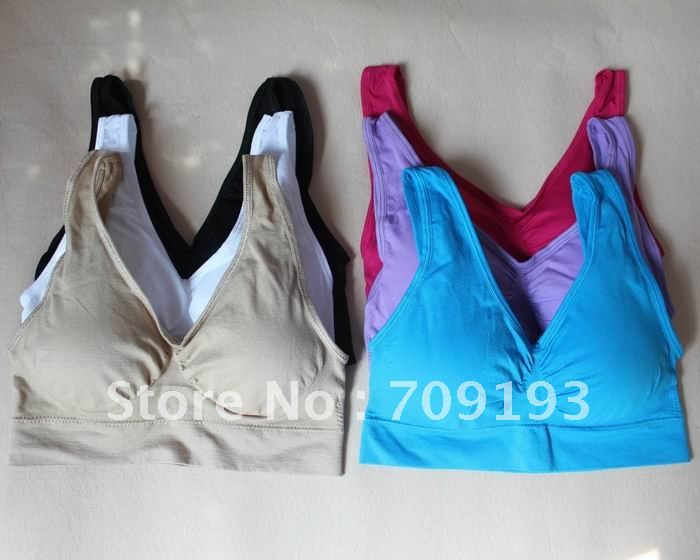 6 colors Genie Bra with Remval pads Seamless Yoga Bra with mixed colors and sizes