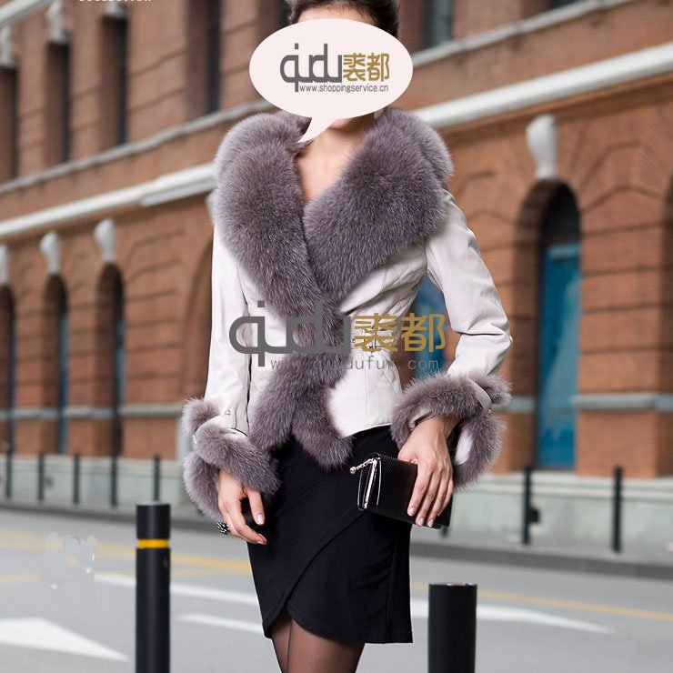 6 Colors Genuine Sheep Leather Jacket with Fox Fur Trim winter fashion coats women coat/WholeSale/Retai/Free Shipping QD5891 A G