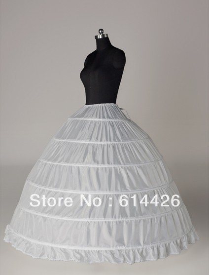 6-HOOP White Petticoat Wedding Gown Crinoline Petticoat Skirt Slip