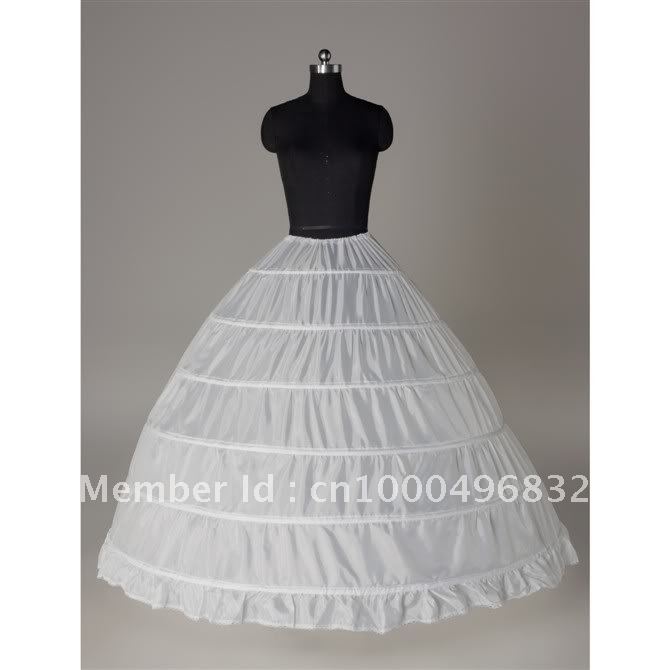 6 Hoops Bridal Wedding Petticoat Crinoline Underskirts Slip Ball Gown