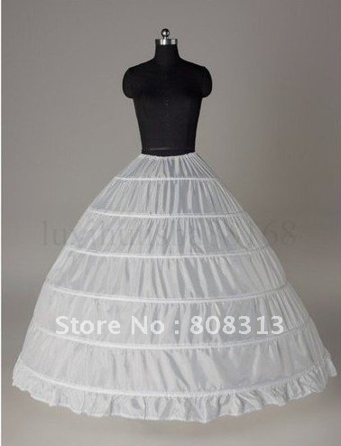 6 Hoops Bridal Wedding Petticoat Crinoline Underskirts Slip Ball Gown