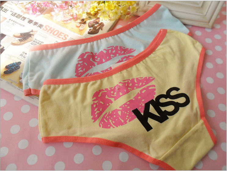 6   kiss Cotton modal underwear lovely hit color candy side underwear