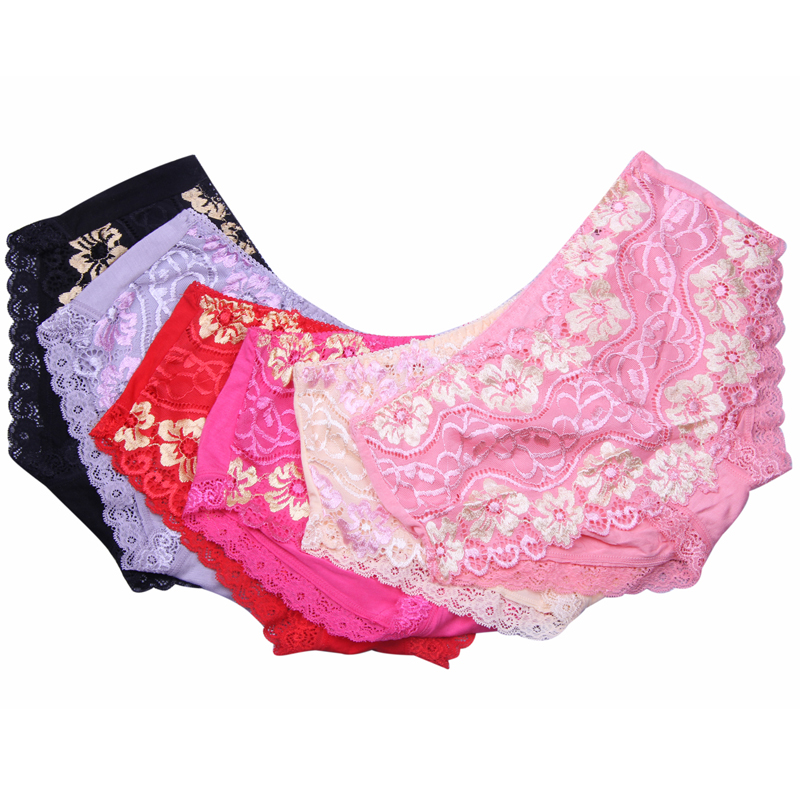 6 panty bamboo fibre panties female lace low-waist briefs