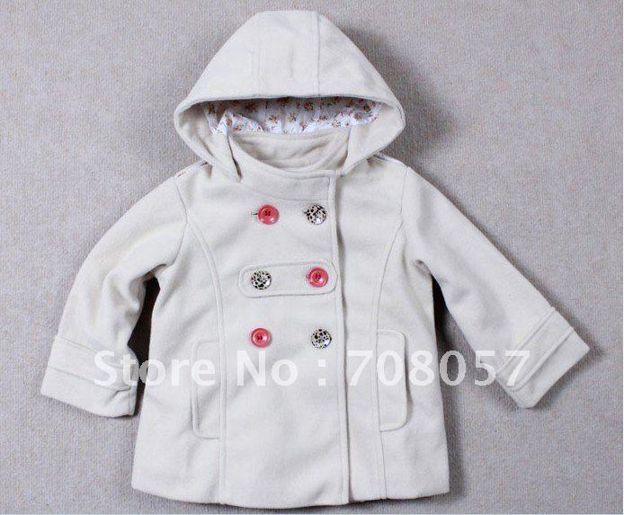 6 pcs/lot +3color   fashion cool  hooded baby  girls  jacket  coat,for 3-9 years  hot  wholesell