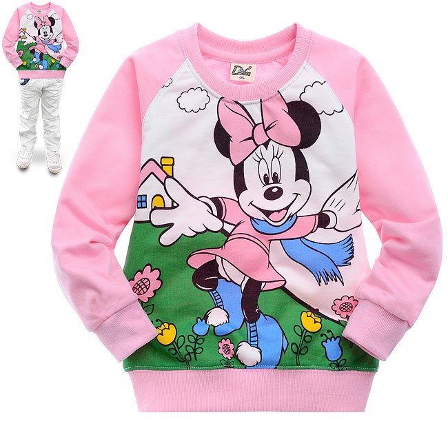 6 pcs/lot Crazy Sale Children Kids Clothing Minnie Mouse Clothes Girl Wear Autumn Spring Cartoon Shirt Factory Sale  LC0610