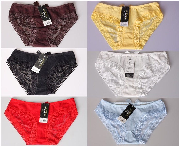 6 PCS/ LOTS Wholesale Pierced Butterfly Lace Sexy Underwear Princess Sexy Ladies Panties Briefs Lingerie Snikers Panty (UW-001)