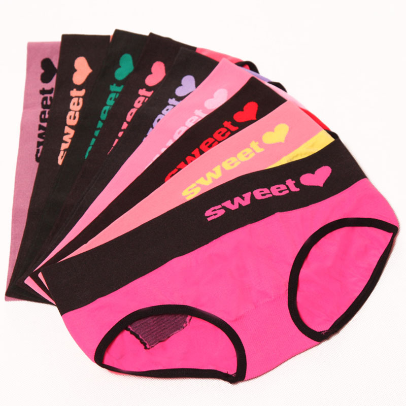 6 women's 100% cotton butt-lifting abdomen drawing panties cartoon sports women's seamless 100% cotton briefs