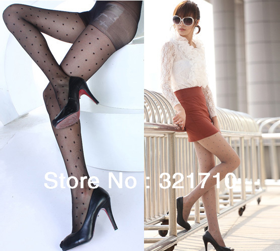 6 X Sexy Womens Sheer Dot Pattern Jacquard pantyhose Tights Stockings 5 Colours Free Shipping 6294
