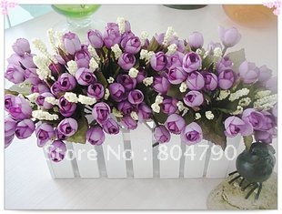 60 flowers heads high quality handmade artificial silk wedding bouquet purple rose flower silk rose fwedding flower