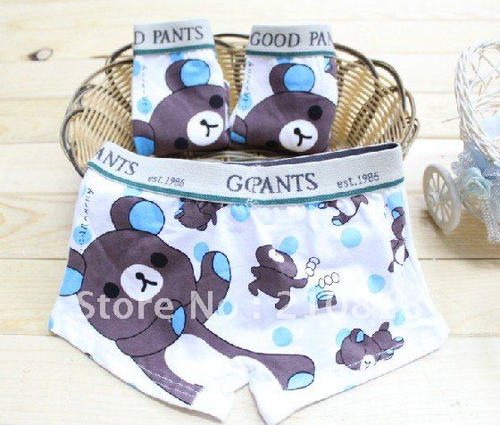 60 pcs / lot new gray animal bear pattern boy / girl underwear, children's briefs & boxer shorts!Free Shipping