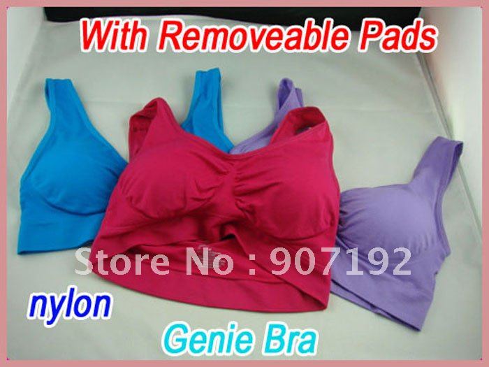 600pcs/lot(200sets) Genie bra with removal pads ,Rose red, purple, blue,3 color a set no other select(OPP bag)