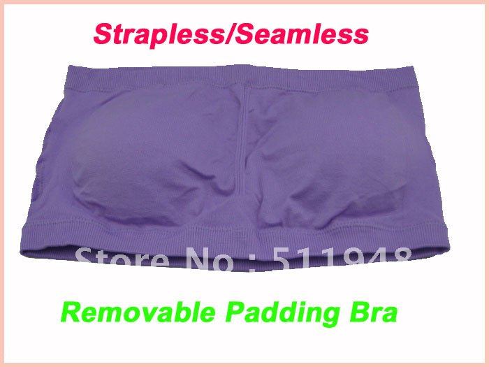 600pcs/lot  freeshipping Strapless Pink/purple/blue Bra Bandeau Bra with removal pads (opp bag)