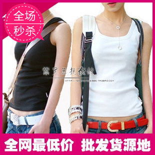 6020 2012 100% cotton double-shoulder spaghetti strap basic shirt women's vest