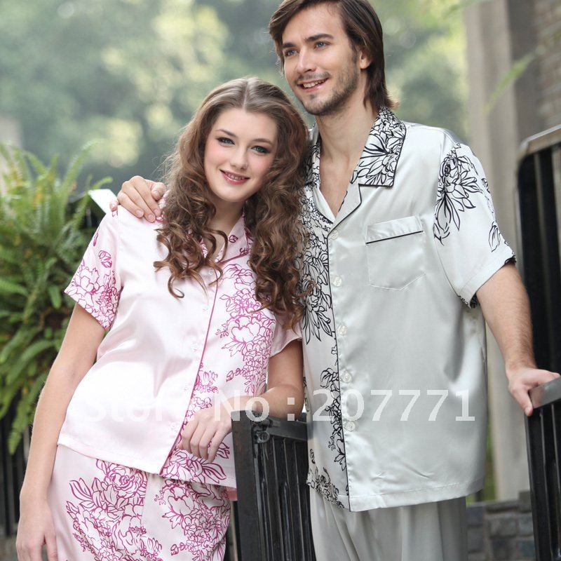 6036  Free  shipping   retail and wholesale , silk women nighgown sets . silk ladies sleepwear  women silk pajamas