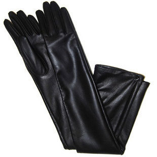 60cm magazine full leather long design sheepskin fashion genuine leather long gloves