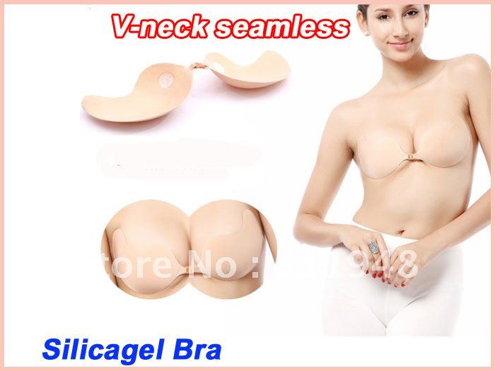 60pairs Invisible deep V-neck sexy seamless push up silica gel bra cover chest paste female underwear(retail packaging)