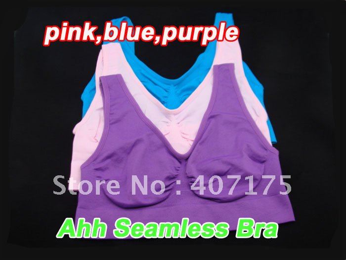 60pcs/lot  Ahh Bra Shear Ahh Seamless Leisure Bra pink,blue,purple 3 Color a Set No Other Select(OPP bag)