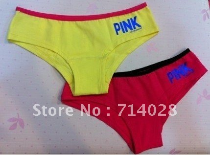 60pcs/lot Free shipping VS Pink  only panties, womens panties, ladies panties, Cotton panties, three colors