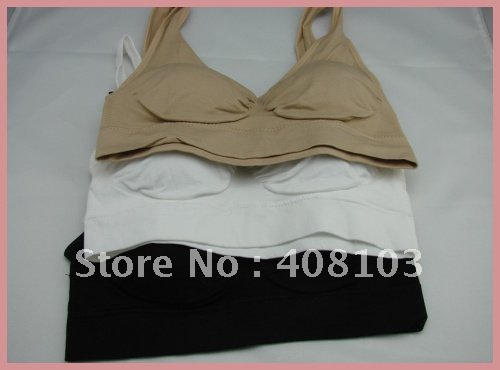 60pcs/lot Genie Bra 3 Color Pack Seamless Removable Pads sport style ,Only One Set Sale(OPP bag)