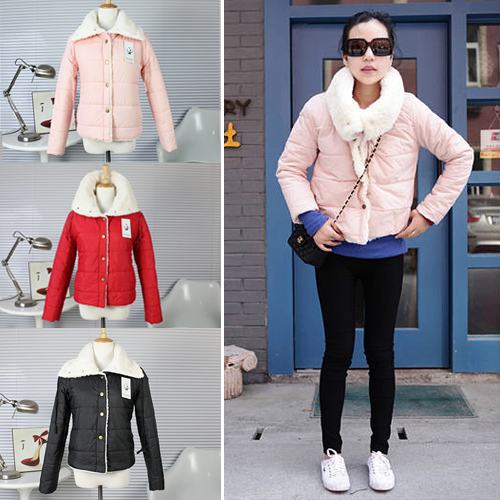 6114 autumn and winter women lamb's wadded jacket outerwear short design cotton-padded jacket fashion cotton-padded jacket