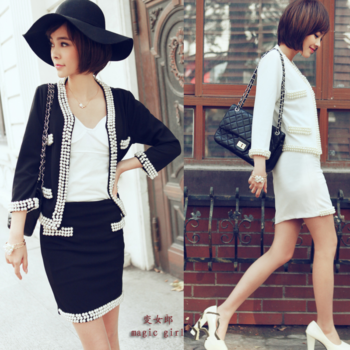 6220 fresh aesthetic beaded knitted professional dress set ol dress spring and autumn women's real pictures with model