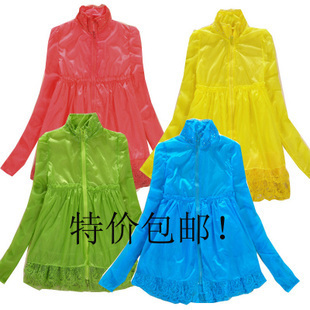 636 candy color stand collar sun protection clothing lace sun protection clothing trench thin outerwear multicolor