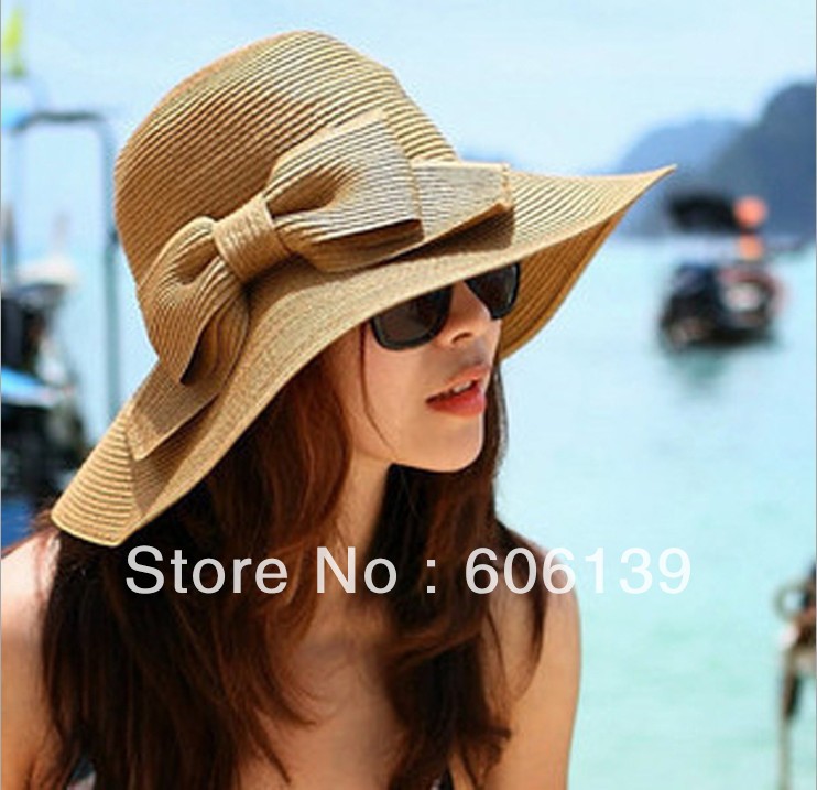 642 The new beach sun straw hat woman bowknot fisherman hat 10pcs/lot free shipping