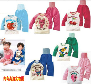 65 - 120 child protection belly underwear male female child sleepwear 100% cotton set baby belly protection underwear furniture