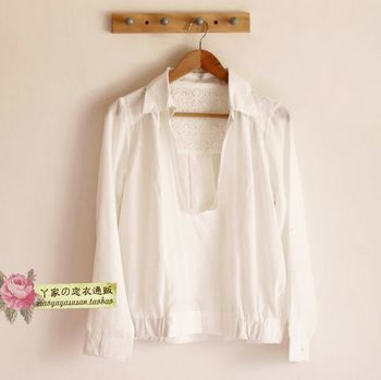 65 35 circarc turn-down collar buckle casual shirt female