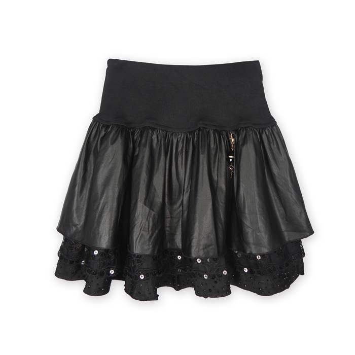 6802 2012 autumn leather skirt autumn and winter short skirt PU bust skirt water washed leather black puff skirt