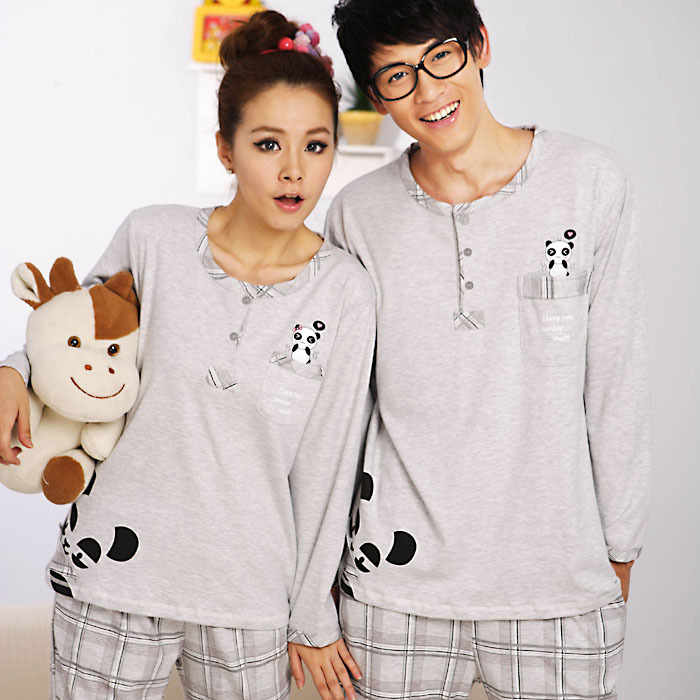 69 spring and summer autumn lovers sleepwear lovers long-sleeve lounge brief twinset set