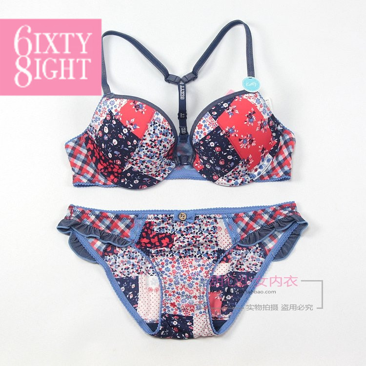 6ixty 8ight autumn blue front button underwear bra set br452