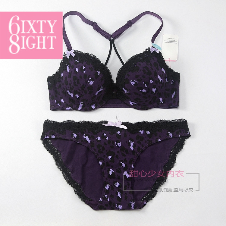 6ixty8ight winter new arrival sexy front button leopard print underwear bra set br499
