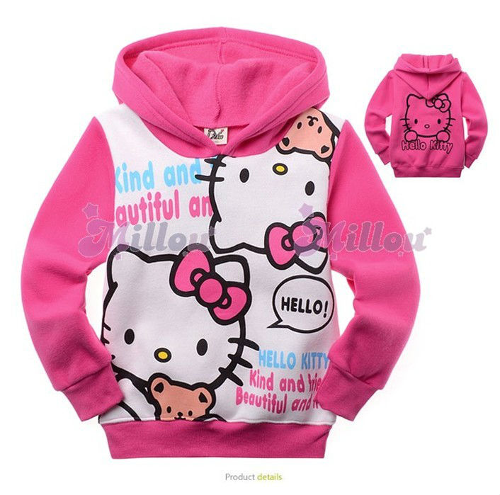 6pcs/lot 2013 Top quality children girls hello kitty clothes for autumn/winter kids cotton hoodies fashion girls wear