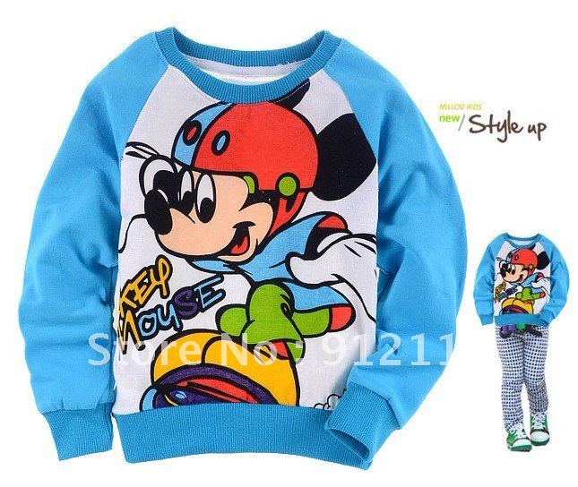 6pcs/lot cartoon MICKEY MOUSE airplane printing children clothing boy's girl tops shirts Hooded Sweater free shipping
