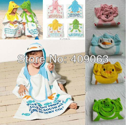 6pcs/lot cartoon robe baby bathrobe hooded kid's bath towel children's cloak mantle beachwear bathing suit free shipping