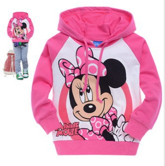 6pcs/lot Freeshipping children mickey mouse clothing,girls minnie mourse long sleeve t shirts with hat, cotton blouses top tees