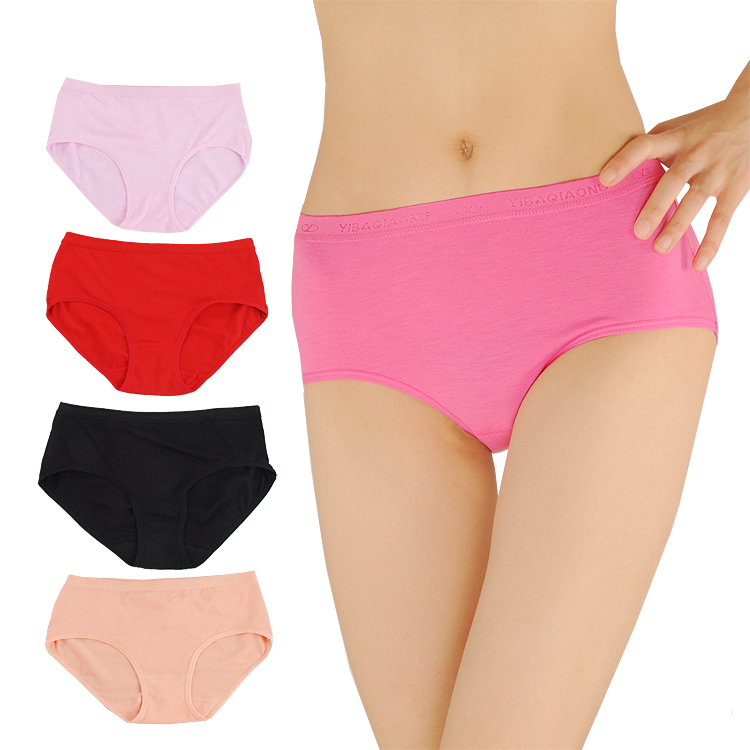 6pcs/lot mid waist women's solid color breathable cotton panty women panties ladies' under briefs