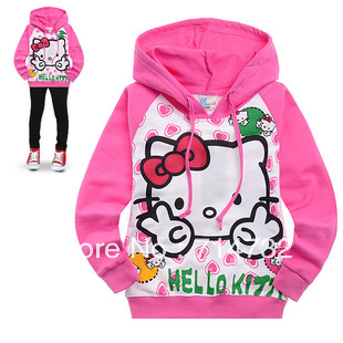 6pcs/lot novelty girls hoodies cartoon Hello Kitty coats jackets Sport Sets for girls 2013 children clothing original for babies