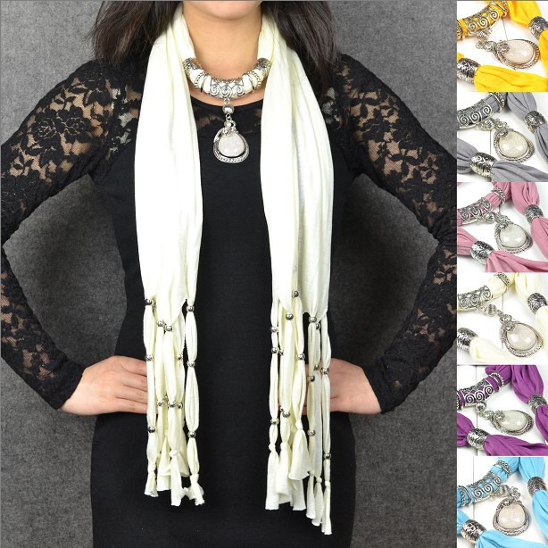 6pcs mix colors cloud stone pendant scarf rhinestone charm jewelry beads tassels scarves shawls wrap