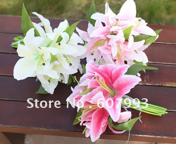 7 heads per bunch artificial lilies Bridesmaid Bouquet , wedding party Bridal flower ,home decoration silk flower ,Free shipping