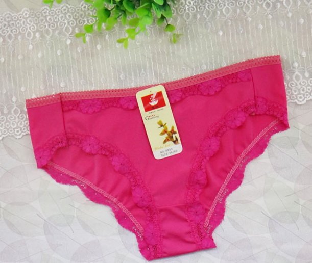 70%OFF lady's sexy lace underwear  cotton briefs fashion panties mix color    L  5PCS/LOT