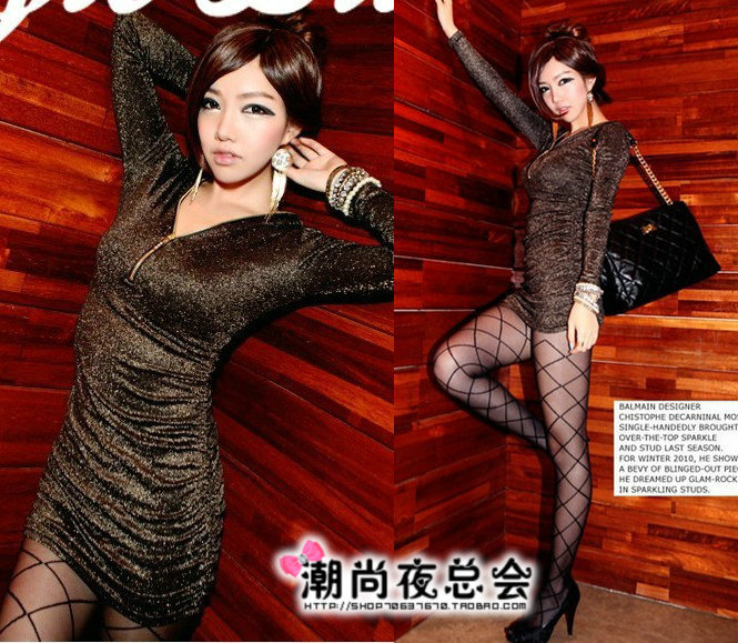729 one-piece dress 2012 charming one-piece dress slim hip tight long-sleeve dress 2012