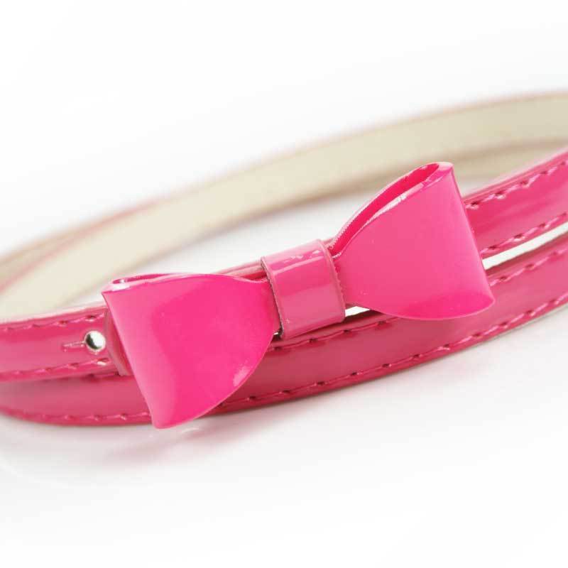 777 Women belt thin belt strap bow japanned leather candy color resin agings belt fashion
