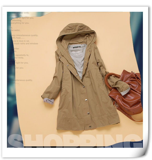 79 u2-2 spring 2012 women's fashionable casual with a hood long trench type design outerwear