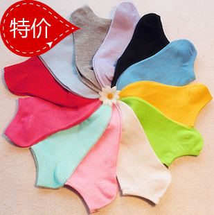79323 comfortable candy solid color cotton woman sock slippers short socks