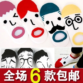 7962 cartoon socks short design lovers sock slippers invisible shallow mouth socks male Women