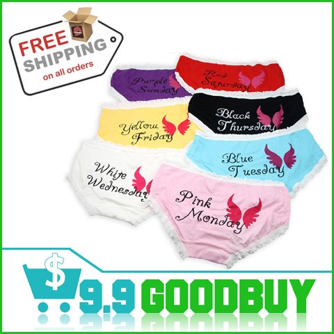 7pcs/Lot Women's Cotton Weekly Sexy Briefs Panties Ladies' 7 Days Sexy Underwear Free Shipping,7 Colors,From Monday to Sunday