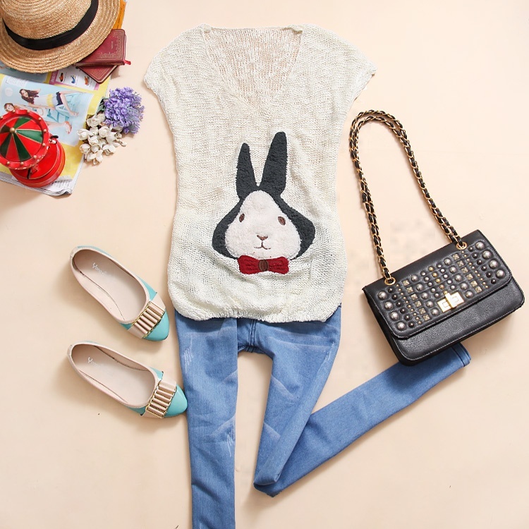 8 Akj-t673 2012 autumn women's V-neck rabbit sleeveless sweater h-23